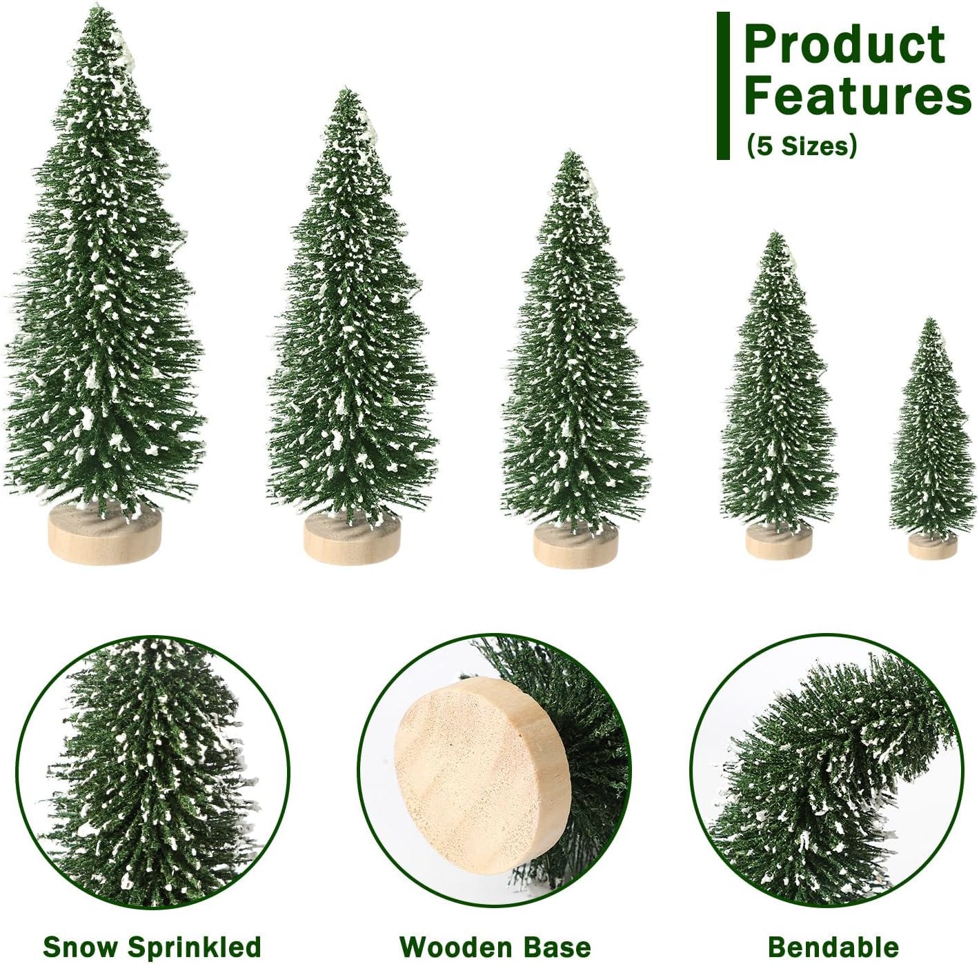Ayieyill 30-Piece Mini Sisal Christmas Trees with Wood Base photo 7