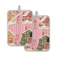 thumbnail image 7 of Yayeee Pot Holders Kitchen Heat Resistant with Pocket 7"x9.8" Cotton Oven Cooking Hot Pads, Pink Christmas House, 7 of 7