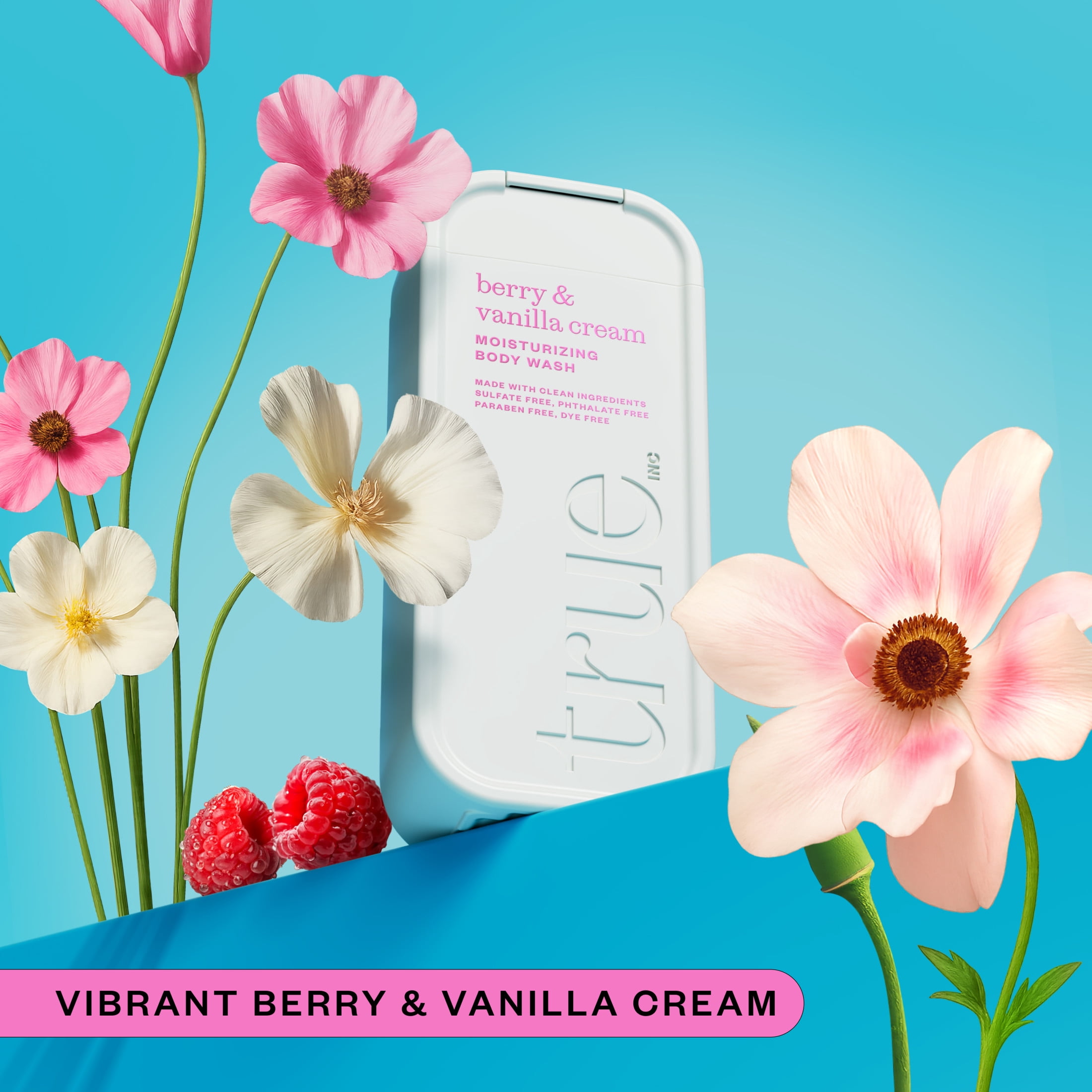 True Berry & Vanilla Cream Body Wash, Sulfate-Free, Moisturizing and Hydrating Formula for Women & Men, 18 fl oz