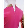 thumbnail image 5 of Doomiva Kids Girls Lyrical Praise Dance Outfit Long Sleeve Irregular Hem Worship Gold Trim Dress with Wide Leg Pants Hot Pink 10, 5 of 7