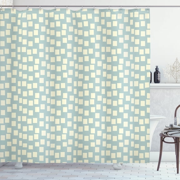 Ambesonne Modern Shower Curtain, Big Small Squares Tile, 69"Wx75"L, Pale Blue Cream