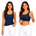 thumbnail image 2 of Nestiefly Womens Tank Tops with Built in Bra Padded Wide Strap Sleeveless Shirts Casual Summer Loose Cute Camisole Top Navy 6XL, 2 of 6