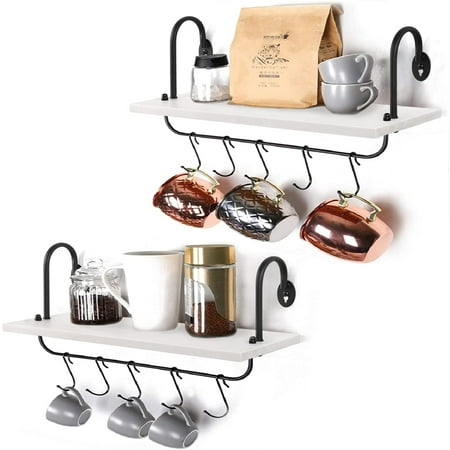 Floating Wall Shelves for Kitchen Bathroom Coffee Nook with 10 Adjustable  Hooks for Mugs Cooking Utensils or Towel Rustic Storage Shelf - China  Bathroom Organizer Countertop and Pine Wood Bathroom Sink Tray