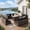Black, variant on TANGJEAMER 11 Piece Patio Furniture Set with Fire Pit Table, All Weather Outdoor Sectional PE Rattan, Patio Conversation Sets with Cushions for Garden Lawn Balcony(Beige)