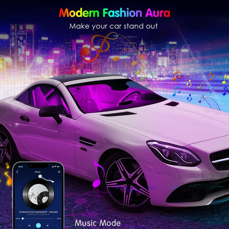 HXXF Interior Car Lights Car Accessories Car Led Lights APP Control with  Remote Music Sync Color Change RGB Under Dash Car Lighting with USB Car  Charger (RGB) 
