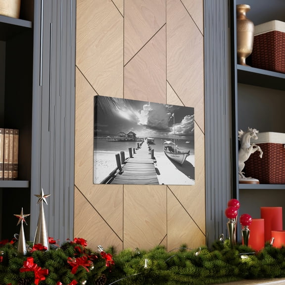Boat on Lake, Beach, & Ocean Art on a Canvas Frame for Bathroom, Office, Living Room Wall Decor Wall Art Custom Portrait Art