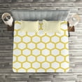 thumbnail image 3 of Ambesonne Yellow and White Quilted Coverlet 3 Pcs, Hexagonal Comb, King Size, Yellow White, 3 of 4