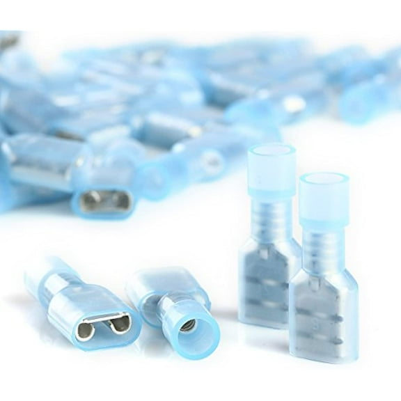 100pcs Female Insulated Wire Terminal Blue 16-14 Ga AWG Quick Disconnect Connectors