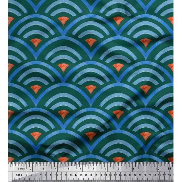 Soimoi Poly Georgette Fabric Scales Geometric Printed Fabric 1 Yard 42 Inch Wide