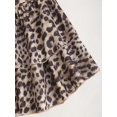 thumbnail image 5 of Multicolor Leopard Print Halter Deep V Neck Ruched Peplum Mini Dress For Women, 5 of 6