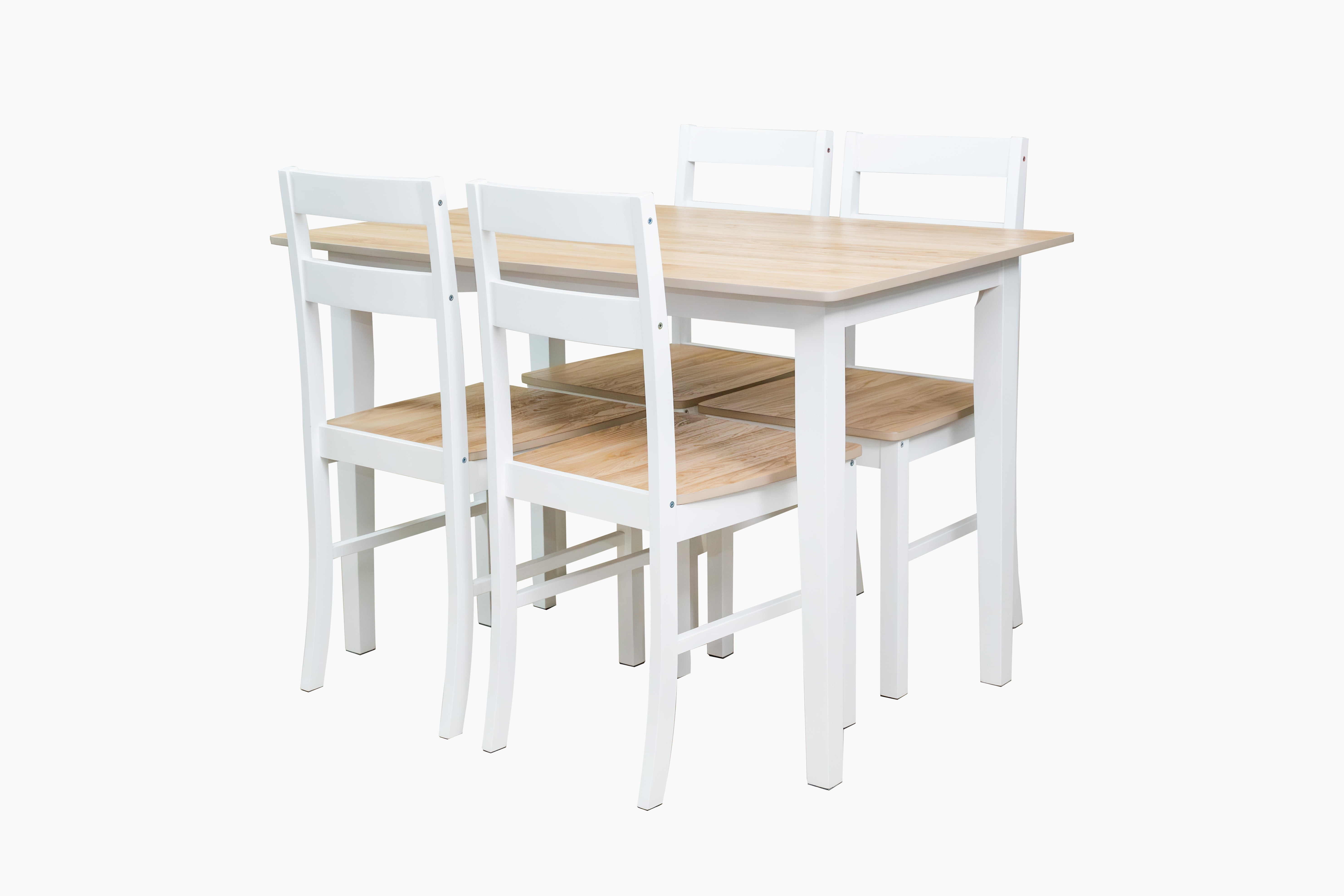 Mainstays Compact 5-Piece Dining Set for Small Spaces, White & Natural