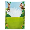 thumbnail image 3 of Ambesonne Cartoon Tablecloth Rectangular Table Cover, Monkeys on Vines, 52"x70", Pale Blue Brown Green, 3 of 4