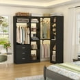 thumbnail image 6 of Homieasy 63.2" L X 39.2" W X 80" H Corner Closet System,Freestanding Closet Organizer System With 2 Drawers & 12 Shelves,Sturdy Walk in Closet Kit,for Bedroom, Entryway, Mudroom, Modern,Black, 6 of 7