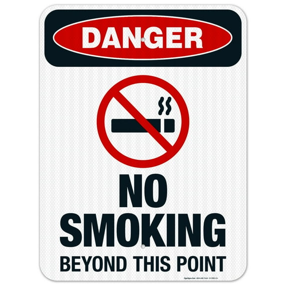 No Smoking Beyond This Point Sign, OSHA Danger Sign, 18x24 Reflective Aluminum EGP
