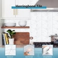 thumbnail image 3 of HOMEART Herringbone Peel and Stick Backsplash for Kitchen, Marble White Chevron Backsplash PVC Bathroom Stick on Wall Tiles (6 Sheets), 3 of 6