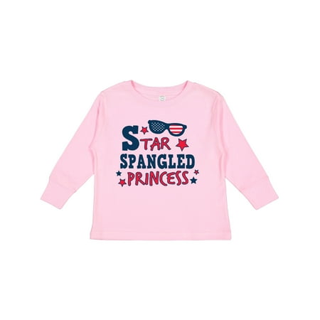 

Inktastic Star Spangled Princess with Sunglasses and Stars Girls Long Sleeve Toddler T-Shirt