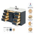 thumbnail image 2 of Ariel Hepburn 55 In. Rectangle Sink Vanity With 0.75 In. Carrara White Countertop In Midnight Blue, 2 of 9
