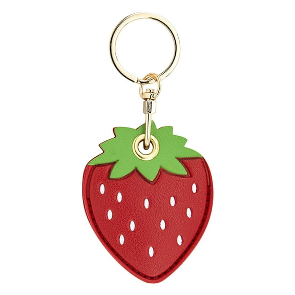 Strawberry Access Card Holder Pu Leather Keychain Cute Creative Key Ring Pendant Bag Charm For Women & Girls
