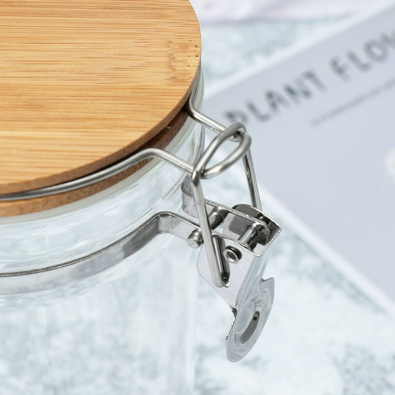 FONDOTIN 1Set Sealed Storage Jars Bamboo and Metal Containers for Loose Tea Coffee Bean Sugar Salt