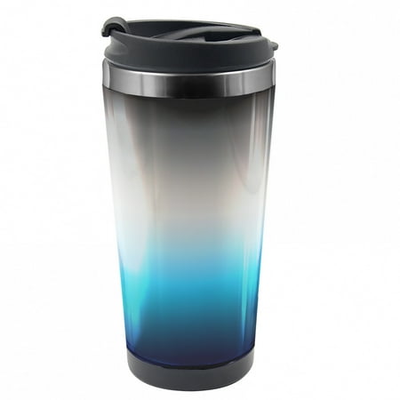 

Ombre Travel Mug Abstract Color Change Pattern Steel Thermal Cup 16 oz by Ambesonne