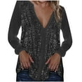 thumbnail image 1 of Honeeladyy - Liquidación por menos de 5 $ - Camisetas de manga larga con lentejuelas y brillos para mujer, blusas básicas y cómodas para adolescentes, 1 of 5