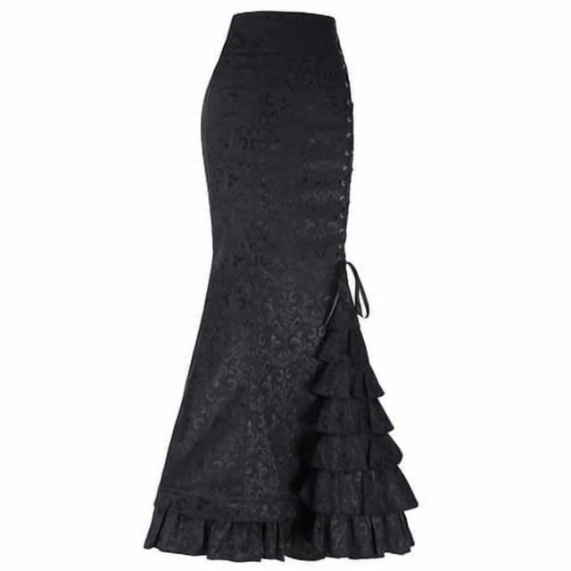 LUOGENLI Skirt Style Fishtail Skirt Women Long Retro Ruffle Punk Vintage Bodycon Skirt Skirt Linen Skirts for Women Midi Length Maxi Skirts for Women Fitted Purple XXL