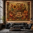 thumbnail image 6 of Coffee Cup With Pumpkins and Sunflowers, Cozy Rustic Style for Farmhouse Decor Lovers, Harvest Wall Art, Thanksgiving Hostess Gift, Tapestry Wall Hanging for Kitchen and Entryway, 6 of 7