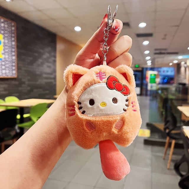 Sanrio-Llavero de peluche de Hello Kitty, MyMelody, Kuromi, Cinnamoroll, Animal de dibujos animados, Bolsa Escolar, colgante, mochila, decoración, muñeca