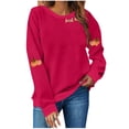 thumbnail image 2 of Pisexur Chemise à Manches Longues pour Femmes, Tissu de Haute Qualité, Hauts Imprimés de L'Action de Grâce, Col Rond, Ample, Rouge, L, 2 of 4