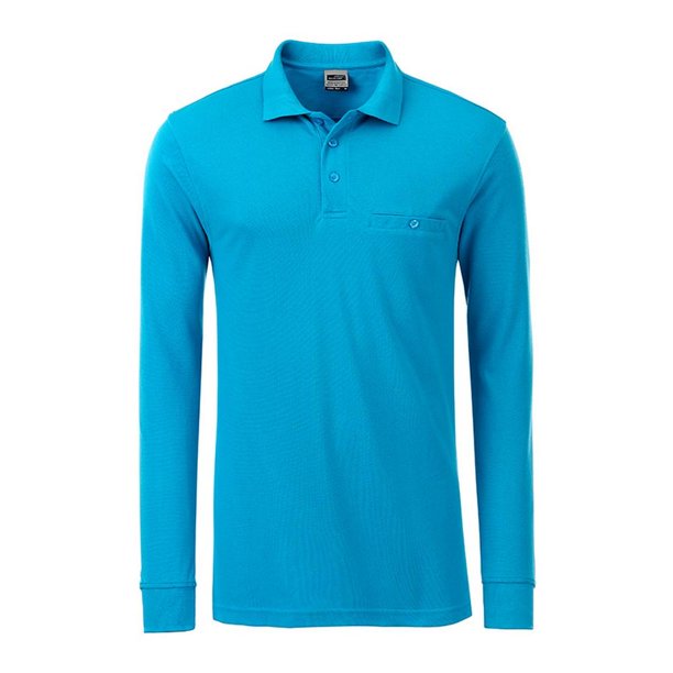 James and Nicholson - Polo de manga larga con bolsillo para trabajar para hombre (Turquesa)