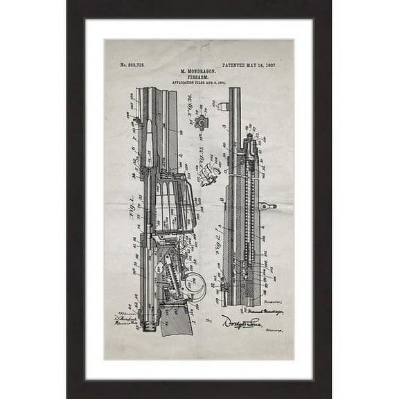 "Rifle 1907 Old Paper" Framed Painting Print