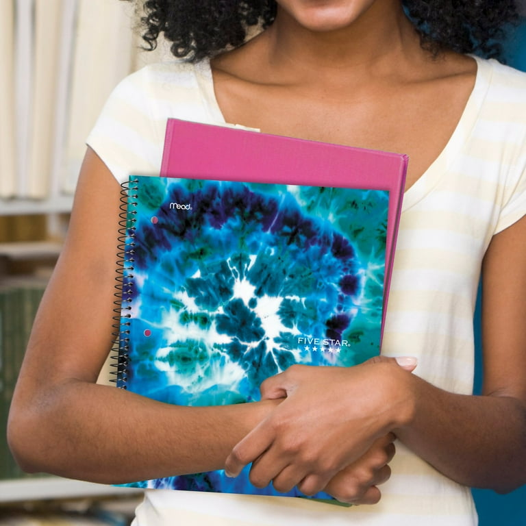 Five Star Blue Tie Dye Notebook Plus Study App, 1 Subject, Wide