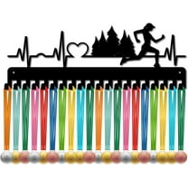 Running Medal Holder Display Marathon Runner Medal Hanger Sports Frame Hooks Iron Rack Wall Mount Medal Stand Organizer for Hanging Over 60 Medals Badges Run Athlete Medalist 15.7 x 5.9Inch DIY