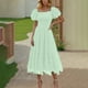 thumbnail image 5 of Vestido de Manga Larga Maxi para las Mujeres Caída Sólido Plisado, Sexy Manga Corta Elástica Cintura Boho Bolsillos, 5 of 9