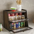 thumbnail image 2 of WILK Double Layer Bamboo Bread Box,Wooden Large Capacity Bread Box for Kitchen Counter, Bamboo Bread Storage Container with Wavy Arcylic Transparent Window (Brown), 2 of 5