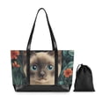 thumbnail image 7 of FORMRS Canvas Laptop Tote Bag for Women with 15.6" Computer Compartments Shoulder Handbag, Flowers and Cat, 7 of 7