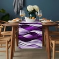 thumbnail image 2 of Purple Striped Ombre Table Runner - 72 Inch Long, Kitchen Dining Table Runner Dresser Scarves, Modern Purple Moire Geometric Farmhouse Decor for Coffee Tables Wedding Party Banquet, 2 of 8
