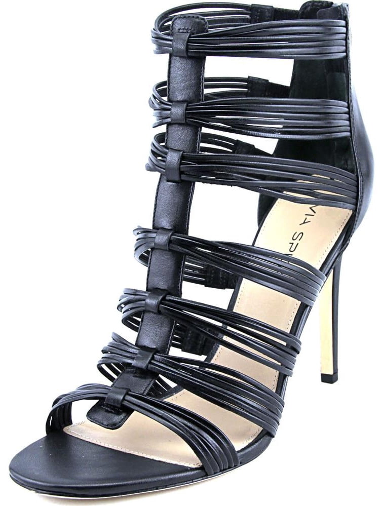 Open-Toe Leather Black Heels - Walmart 
