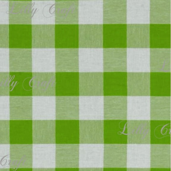 Gingham Checkered Poly Poplin 1 Inch Lime Green Fabric - Sold By The Yard - 57" / 58"