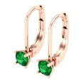 thumbnail image 2 of 0.5 ct Lever-Back Drop Dangle Earrings for Women | 4.0mm Round Cut Simulated Emerald | 14K Rose Gold, 2 of 5
