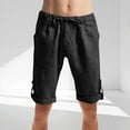 thumbnail image 1 of pstuiky Pantalones cortos de entrenamiento para hombre, Pantalones cortos transpirables de verano para hombre, de color liso, con bolsillos plisados, cintura elástica y botones., 1 of 6