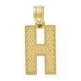 thumbnail image 2 of 10K Yellow Gold Unisex Diamond Cut Initial Charms Textured Pendants | H, 2 of 2