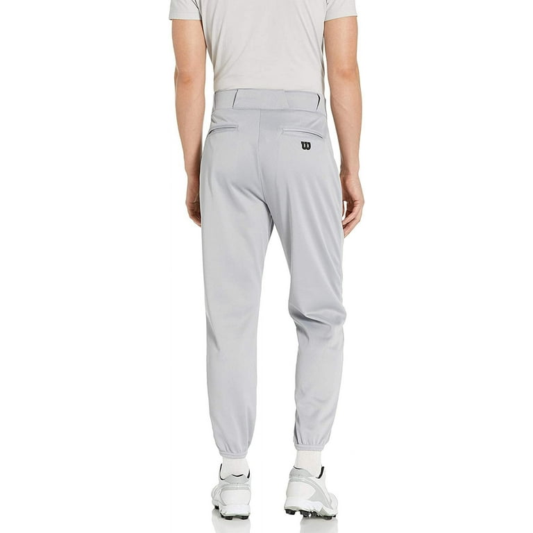 Wilson Adult Baseball Zipper Pants with Elastic Waistband and Belt Loops,  Grey 
