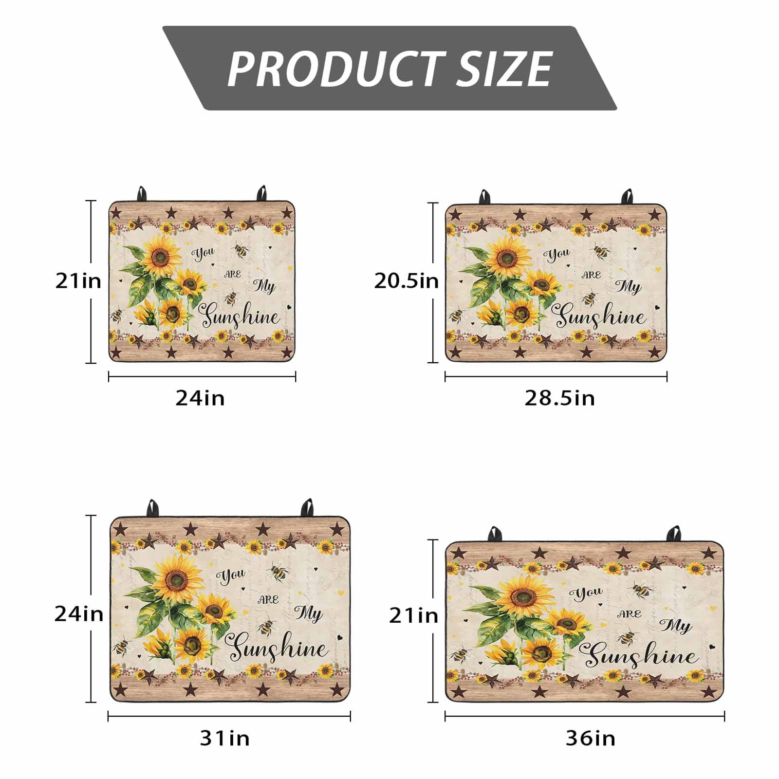 Sunflower Stove Top Cover for Electric Stove, Heat-proof & Non Slip Glass Top Stove Cover Protector, Botanical Summer Farmhouse Country Texas Star Kitchen Flat Cooktop Rubber Mat 24x21 Inches