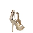 thumbnail image 3 of Nature Breeze Open Toe Women's Gladiator Stiletto Heels in Gold, 3 of 3
