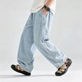 thumbnail image 5 of UACY Boys Baggy Jeans Teen Y2K Casual Straight Wide Leg Denim Pants Vintage Preppy Loose Elastic Waist Fit (Light Blue, 13-14 Years), 5 of 7