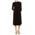 thumbnail image 4 of Women's A-Line Long Dress with 3/4 Sleeves and Relaxed Round Neckline, 4 of 7