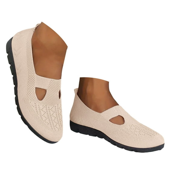 Mepaouo Women's Slip on Loafer Shoes Mesh Casual Ballet Nurse Walking Sneakers Knit Low Wedge Flats