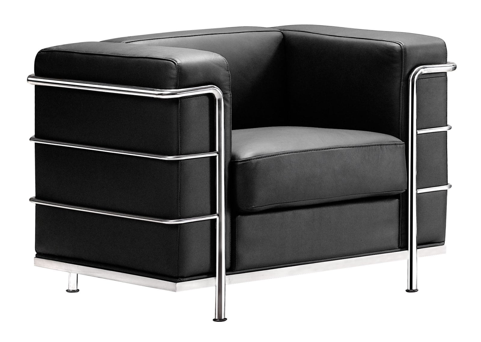 Modern Contemporary Living Room Arm Chair Black Leather Chrome Steel Walmart Com Walmart Com