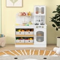 thumbnail image 3 of Patiojoy Play Kitchen for Kids with Storage, Wooden Toy Kitchen Set with 4 Storage Bins Cupboard Stovetops Sink and Faucet, 3 of 10